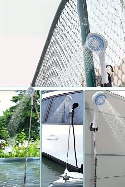 Realx Portatif Şarjlı Kamp Bahçe Outdoor Duş Başlıklı Seyyar Duş Seti 150 Cm