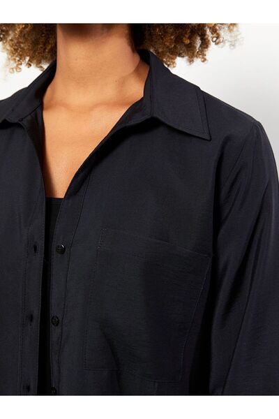 LC Waikiki Γυναικείο μονόχρωμο μακρυμάνικο πουκάμισο με κλείσιμο με κουμπιά μπροστά