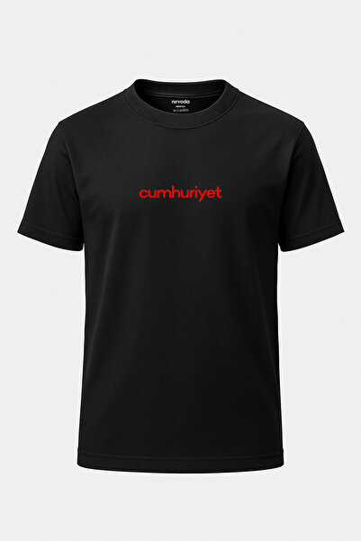 nirvoda Tricou cu decolteu rotund cu imprimeu roșu scris Republic Day, 29 oct...