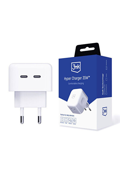 3MK Incarcator pentru priza 35W 2x USB-C, Hyper, alb