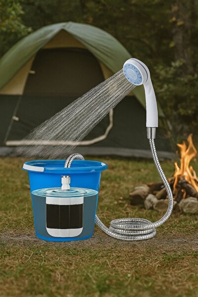 Realx Portatif Şarjlı Kamp Bahçe Outdoor Duş Başlıklı Seyyar Duş Seti 150 Cm