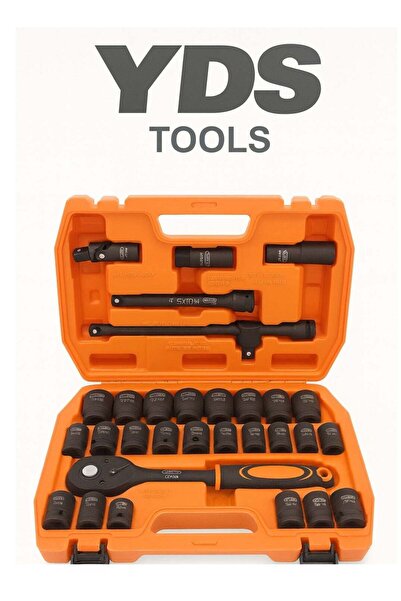 YDS 32PCS – 1/2" Drive Impact Socket Set, CR-MO Steel with 10" Ratchet, 5" & 10" Extension Bars, U