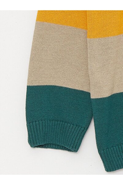 LC Waikiki Bisiklet Yaka Uzun Kollu Renk Bloklu Erkek Bebek Triko Kazak