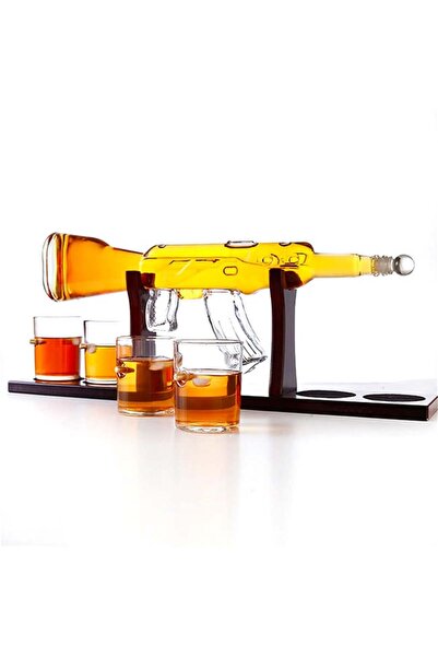 velve Set Decantor Mitraliera si 4 pahare cu glont, 850ml