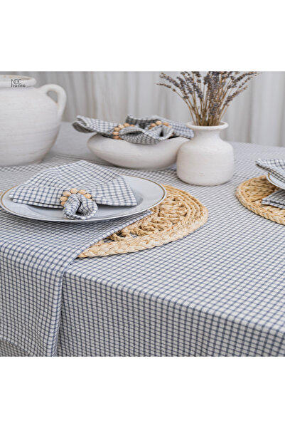 NDC HOME Gray Piti Square Tablecloth with 6 Napkins