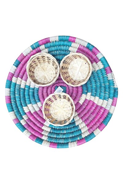 Gerenic Woven Straw Serving Basket Multi-Color