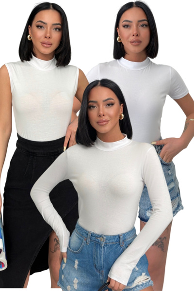 Lunamiratto Γυναικείο λευκό μπλούζα με μακριά μανίκια, κοντομάνικο μπλούζα, α...