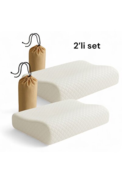 2'li Visco Boyun Destekli Yastık | Ortopedik, Ergonomik, 50x30 cm