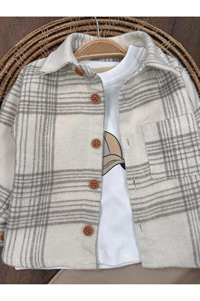 Bolly Baby Lumberjack Shirt, Hat, Oversize Hiphop Pants, Badge, 4-Piece Set for Boys and Babies