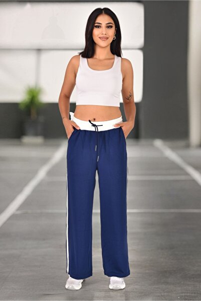 Velista Pantaloni de sport pentru femei din țesătură modal cu dungi laterale ...