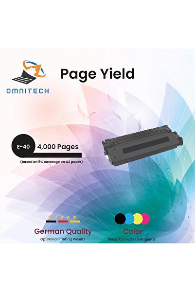 Omnitech خرطوشة حبر أسود Omni Tech E40 - متوافقة مع طابعات Canon FC-200 و204 ...