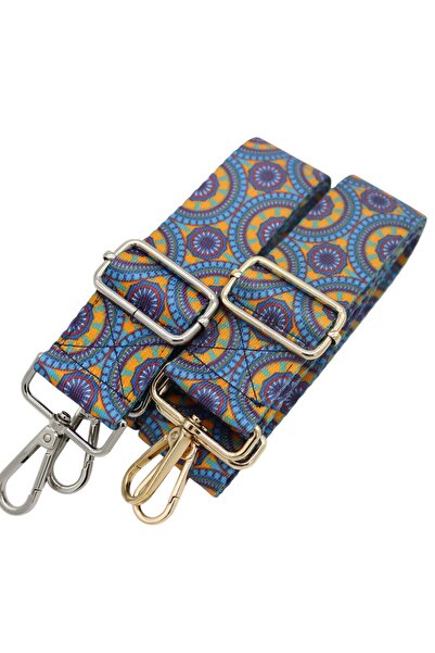 Anatolia Turquoise-Orange Ethnic Pattern Adjustable Polyester Bag Shoulder Strap 4cm X 120 cm