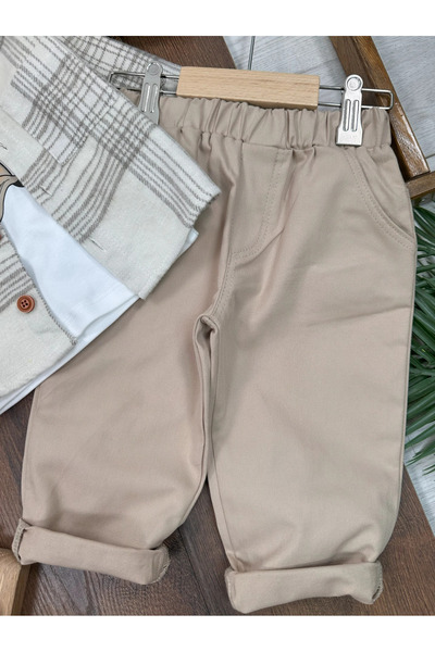 Bolly Baby Lumberjack Shirt, Hat, Oversize Hiphop Pants, Badge, 4-Piece Set for Boys and Babies