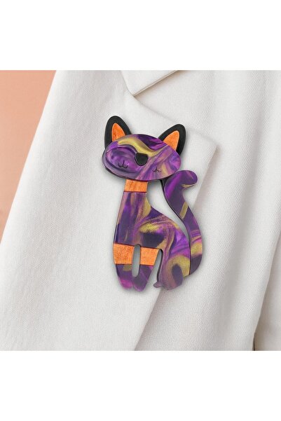 QUEENVİP Kedi Figürlü Broş/Yaka İğnesi/Figürlü Broş