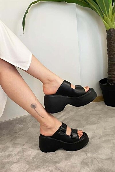 Les Passent Women's Oliver Black Two Buckle Thick Sole Orthopedic Sandals K-3040