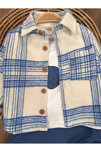 Bolly Baby Lumberjack Shirt, Hat, Oversize Hiphop Pants, Badge, 4-Piece Set for Boys and Babies