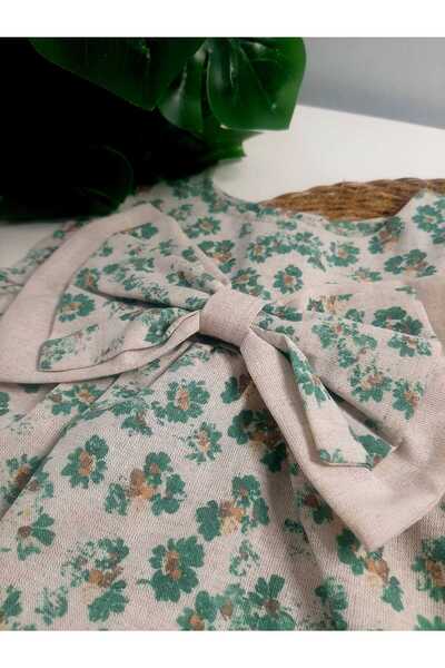 ÖNER YEŞİL FİYONKLU KIZ ÇOCUK ELBİSESİ 9-12-18 AYLIK