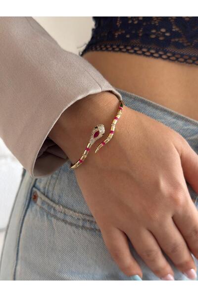 h&b design jewel Vip Pembe Yılan Kelepçe Bileklik