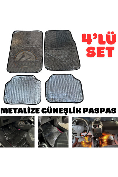 Furens Metalize Güneşlik Oto Paspas Üniversal Model Araç İçi Paspas Ön Arka 4...