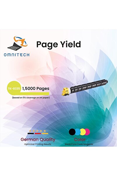 Omnitech خرطوشة حبر صفراء Omni Tech TK-8335 - متوافقة مع طابعات Kyocera TASKa...