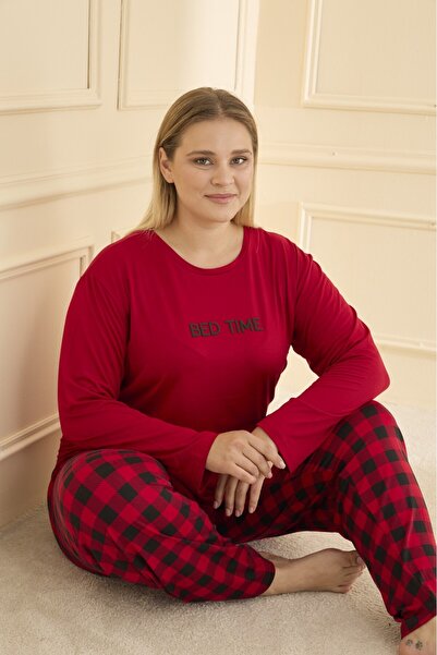 Mihra Women's Pajama Set Plus Size & Oversized Long Sleeve