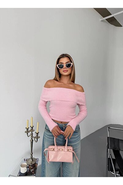 franky B Kadın Madonna Yaka Sakallı Triko Kazak