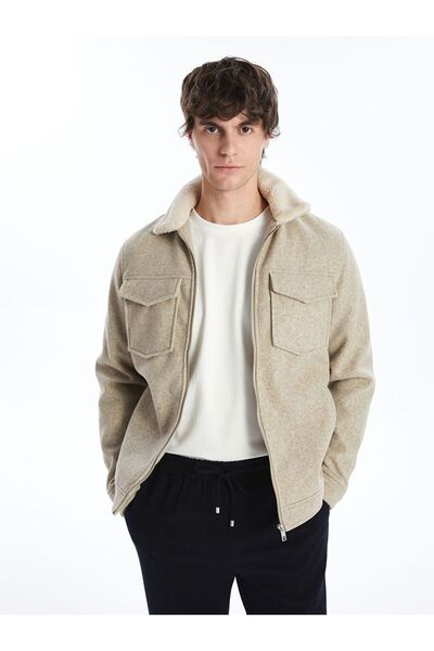 LC Waikiki Standard Shape Shirt Collar Men's Stamp Coat