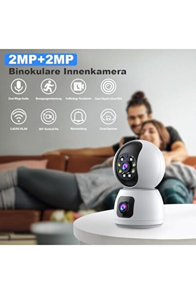 Generic Indoor Security Camera, 4MP 360° Dual Lens, WiFi Smart Monitoring System with Motion Tracking, Whit