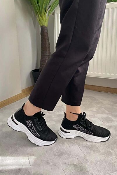 Les Passent Tricotaje negre pentru femei, cu talpă albă, pantofi sport și pan...