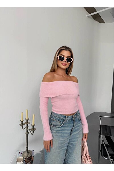 franky B Kadın Madonna Yaka Sakallı Triko Kazak