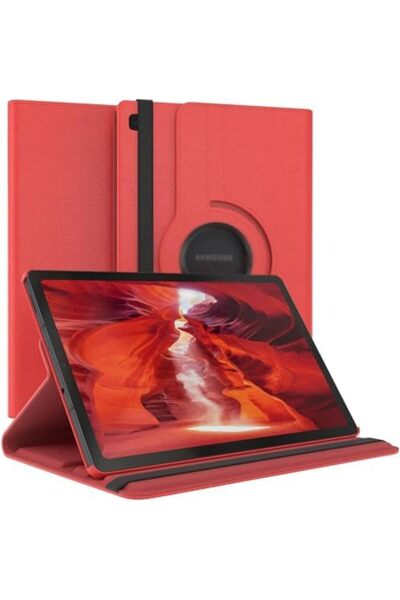 Generic جراب لجهاز Galaxy Tab A8 مقاس 10.5 بوصة 2022، مع حامل دوار 360 درجة مع خاصية السكون/التنشيط التلقائي، أحمر