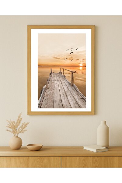 KAYABEY HOME Modern Design Frame-Looking Mdf Painting Pier Sea Sunset
