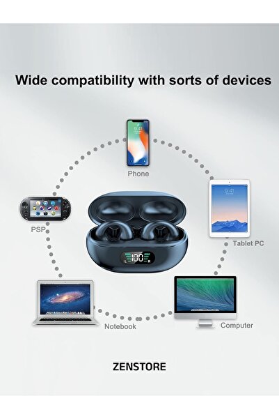 Zen Store Wireless Earbuds - Ear Clip Bluetooth 5.3 Headphones - Earphones With ENC Noise Canceling - Music Tr