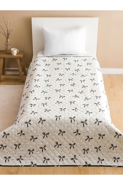 LC Waikiki Lcw Black Bow Printed Single Bedspread 160X220 cm