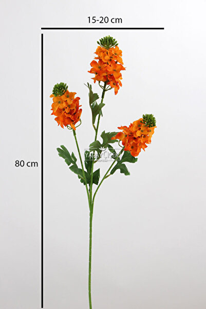 Yapay Çiçek Deposu Yapay 3lü Sümbül Dalı 80 cm Turuncu