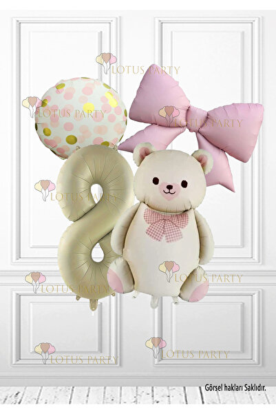 LOTUS PARTY بالون على شكل دب ريترو بيج لعمر سنة واحدة - بالون على شكل رقم كري...