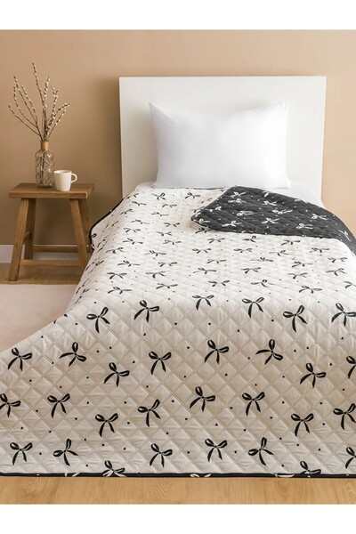 LC Waikiki Lcw Black Bow Printed Single Bedspread 160X220 cm