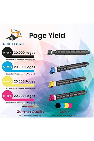 Omnitech خرطوشة حبر Omni Tech TK-8515 متعددة الاستخدامات (4 قطع) - متوافقة مع...