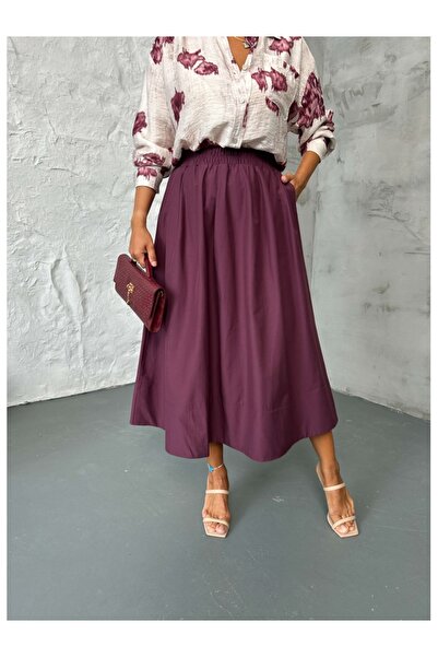 Elif Özbey Butik Plum Stitch Detailed Skirt