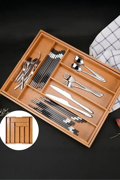 Porselen Diyarı Ρυθμιζόμενος οργανωτής κουταλιών από μπαμπού με 5 και 7 θήκες στο συρτάρι