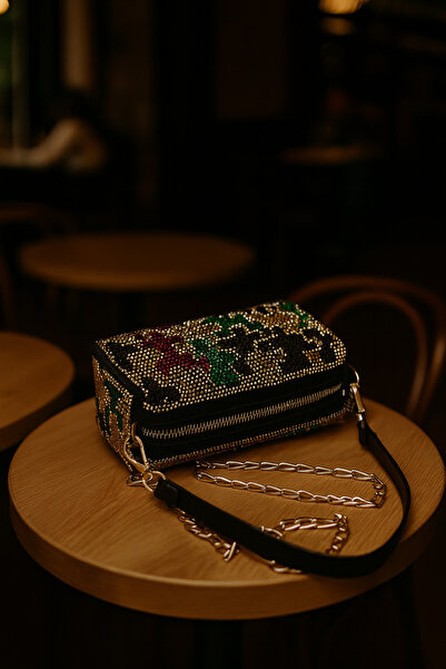 ESTUTE Lüks Taş Detaylı Zincir Askılı Gece Çantası