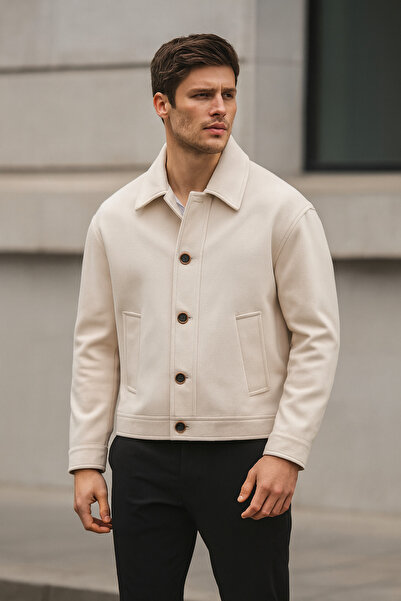 MACSYLEN Oversize Rahat Mevsimlik Kaşe Ceket