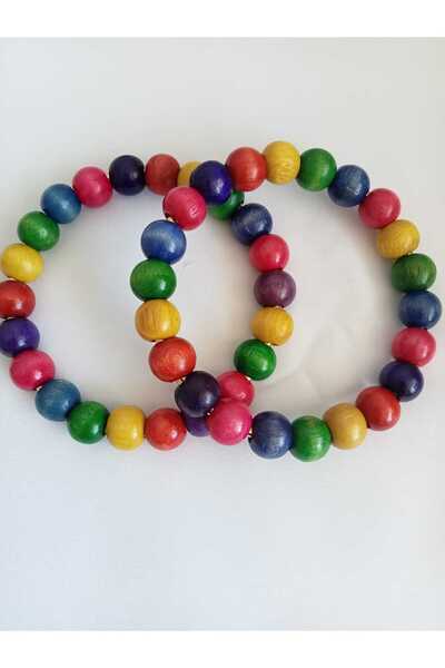 hobi duragı Renkli Ahşap Boncuklu Yuvarlak Çanta Sapı