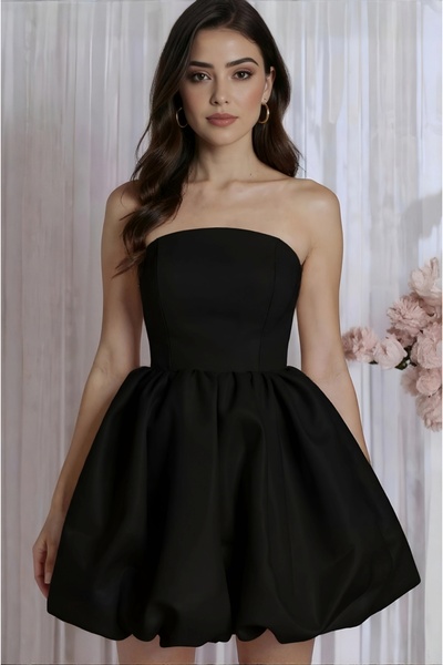 DADUCOLLECTİON Balon etek straplez elbise