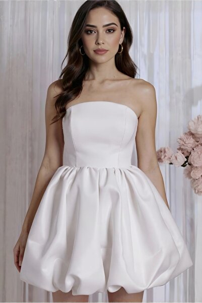 DADUCOLLECTİON Balloon Skirt Strapless Dress