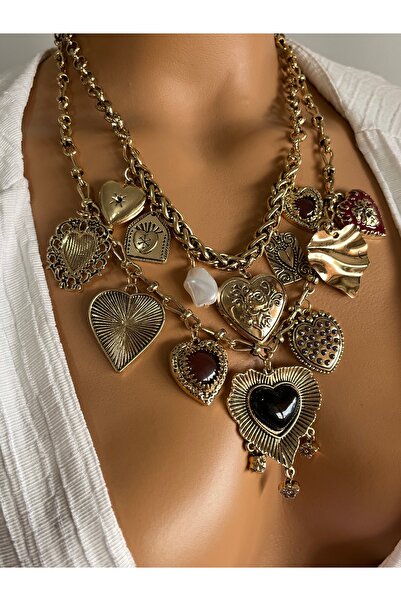 AKA DESIGN Zra model ikili charm detaylı kolye