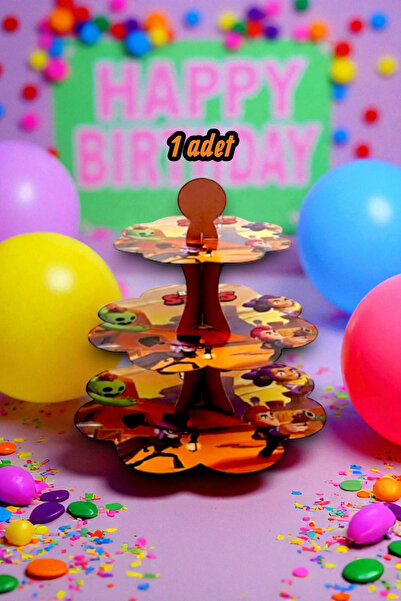partylady 1 Adet Brawl Stars Temalı Kek Standı - Parti ve Kutlamalar İçin Kek...