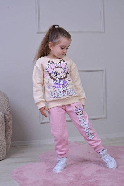 ARBİ kids طقم ملابس مزدوج للفتيات من ثلاث خيوط مزخرفة للعودة إلى المدرسة