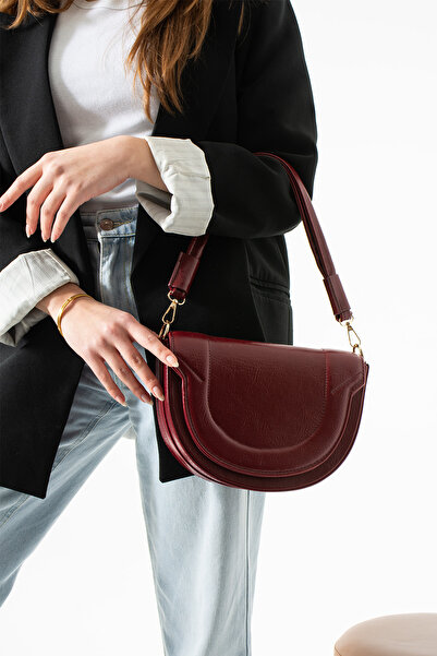 Çanta Trend *Sakura Model Burgundy Gold Detailed Women's Hand and Shoulder Ba...