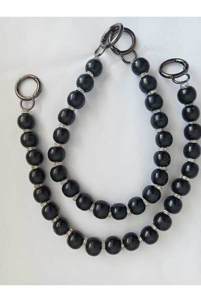 hobi duragı Uçları Yaylı Halkalı Ahşap Boncuklu Çanta Sapı - Aksesuarı ÇİFTLİ